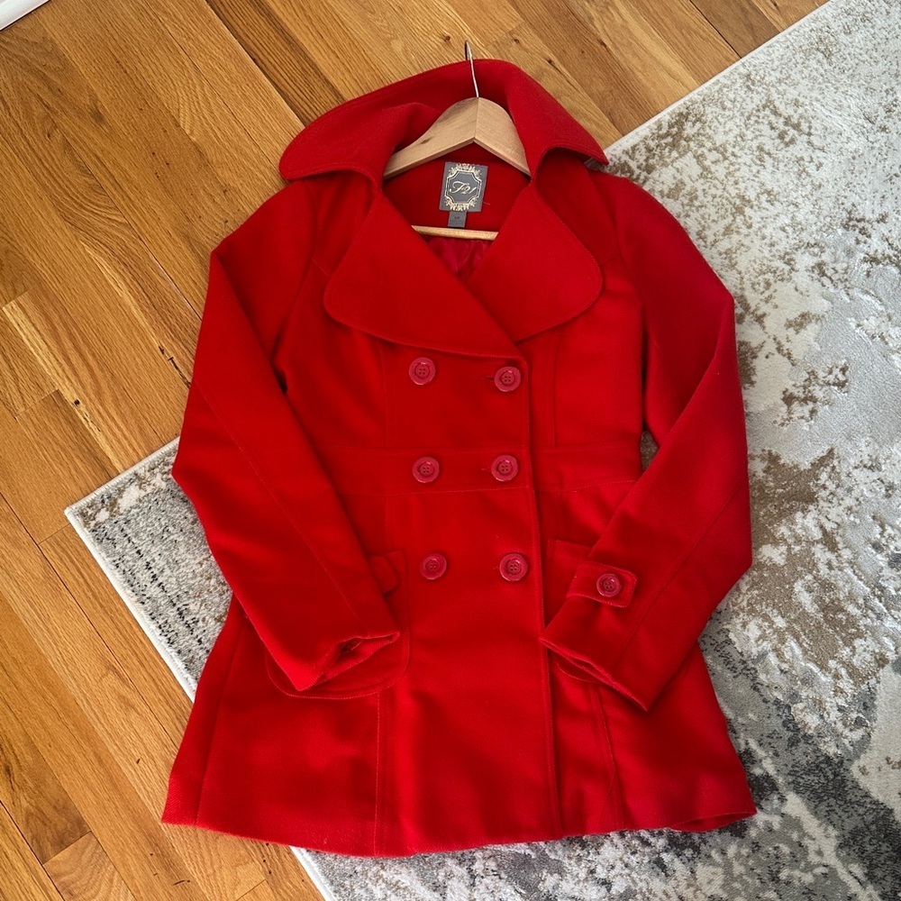 Red Double-Breasted Peacoat - Picture 1 of 2